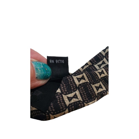 ASTRATTO Luxury Silk Geometric Black Brown Tan Neck Tie Made in USA Business - Picture 10 of 13